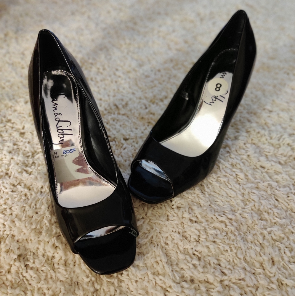 Sam & Libby Black shiny heels